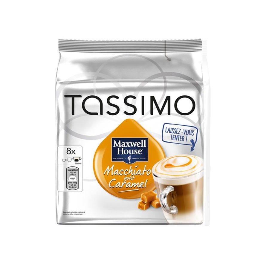 Café dosettes Compatibles Tassimo Chocolat caramel TASSIMO : la boite de 8  dosettes à Prix Carrefour
