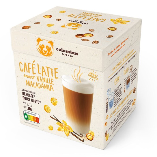 Colombus Dolce Gusto® - Le Café Latte saveur Vanille Macadamia - 12 capsules - Capsules Dolce Gusto® - Columbus Café & Co - 1